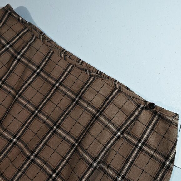 Vintage New Brown Plaid Wrap Skirt Plus 24 Liz Claiborne Academia Heritage NWT - Picture 3 of 12